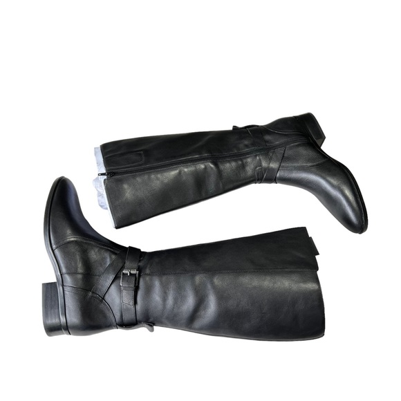 Naturalizer Boot Rena Tall Riding Buckle Black Leather Wide Calf Womens Size 9.5 - Picture 6 of 14